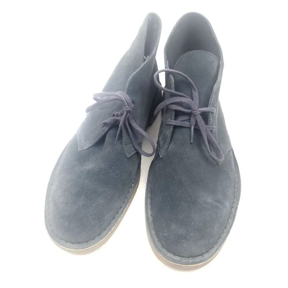 Clarks Men's Size 11 M Blue Gray Suede Desert Boots Lace-Up Chukka Ankle Shoes